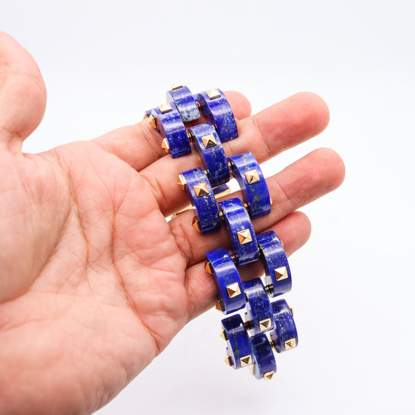 Aletto Brothers Sculptural Bracelet In 18Kt Yellow Gold With Carved Lapis Lazuli