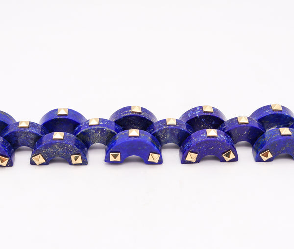 Aletto Brothers Sculptural Bracelet In 18Kt Yellow Gold With Carved Lapis Lazuli