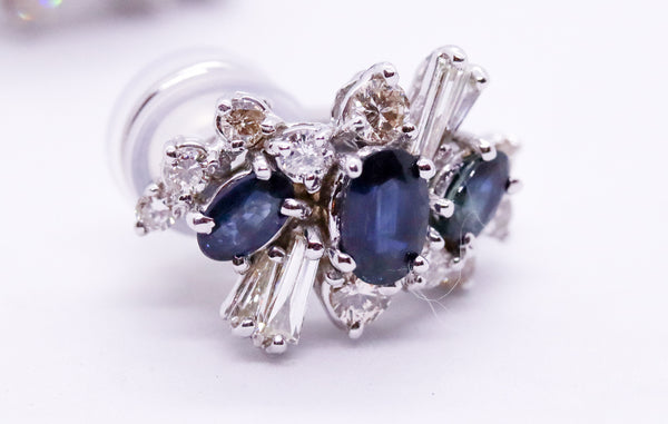 SAPPHIRE AND DIAMONDS CLASSICAL 18 KT GOLD EARRINGS
