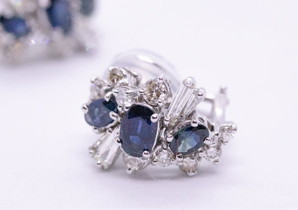 SAPPHIRE AND DIAMONDS CLASSICAL 18 KT GOLD EARRINGS