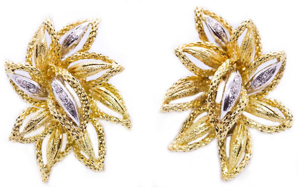 MID CENTURY ITALIAN 18 KT GOLD EARRINGS WITH DIAMONDS