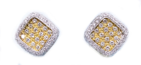 DIAMONDS CLUSTER PAVEE 18 KT GOLD PAIR OF EAR CLIPS