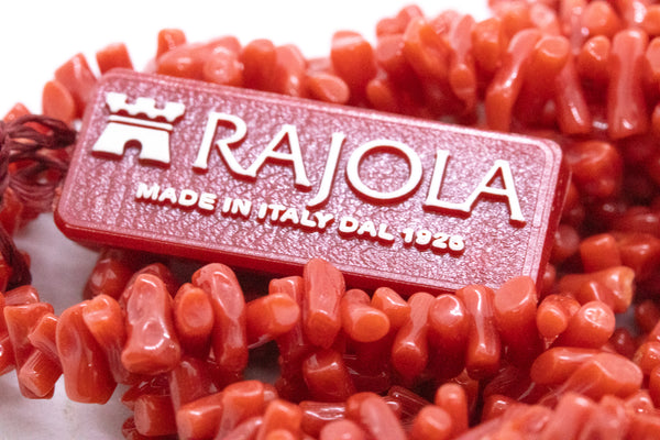 RAJOLA ITALY 18 KT EBONY WOOD AND SARDINIA RED CORAL BRACELET