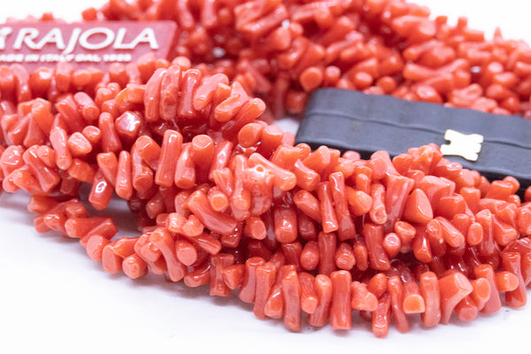 RAJOLA ITALY 18 KT EBONY WOOD AND SARDINIA RED CORAL BRACELET