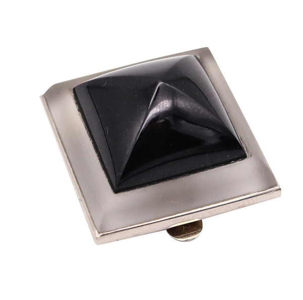 FRENCH 1930 Paris Art Deco Pyramid Rock Quartz Clip Platinum 18Kt Gold With Onyx