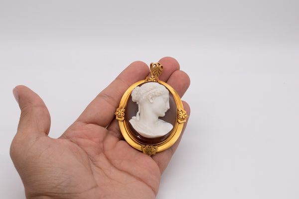 Emil Biedermann 1867 Austria Important Presentation Agate Cameo-Pendant In 19Kt Yellow Gold