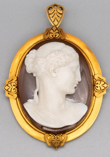 Emil Biedermann 1867 Austria Important Presentation Agate Cameo-Pendant In 19Kt Yellow Gold