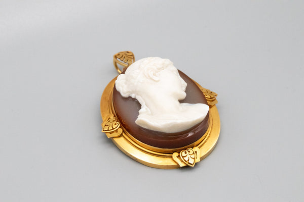 Emil Biedermann 1867 Austria Important Presentation Agate Cameo-Pendant In 19Kt Yellow Gold