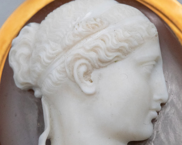 Emil Biedermann 1867 Austria Important Presentation Agate Cameo-Pendant In 19Kt Yellow Gold