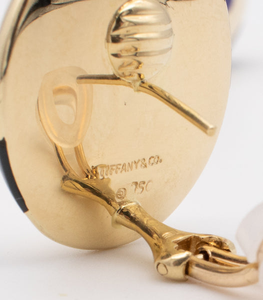 TIFFANY & CO 1970'S BY ANGELA CUMMINGS 18 KT GOLD EARRINGS WITH POLKA DOTS GEMSTONES