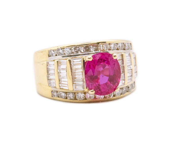 IMPRESSIVE 18 KT RING WITH 6.97 Cts IN DIAMONDS & PINK MADAGASCAR SAPPHIRE