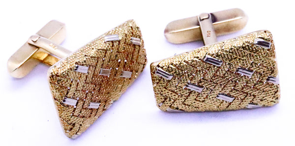 ITALIAN 18 KT GOLD LACE PATTERN RETRO CUFFLINKS