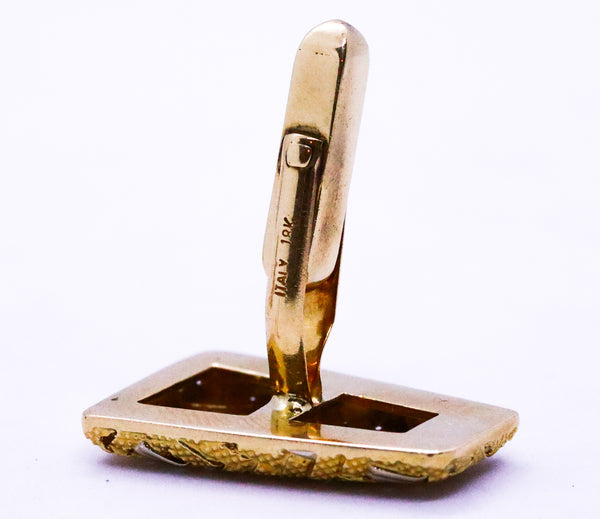 ITALIAN 18 KT GOLD LACE PATTERN RETRO CUFFLINKS