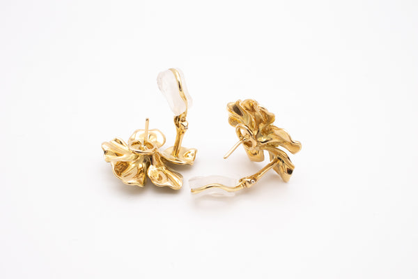 TIFFANY & CO. DOGWOOG 18 KT GOLD WILD ROSES FLOWERS EARRINGS