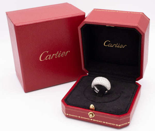 CARTIER PARIS 18 KT GOLD BOMBE RING WITH 3.12 Cts IN DIAMONDS PAVEE