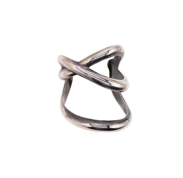 Angela Cummings 1984 New York Bold Wired Bangle Cuff In Solid .925 Sterling Silver