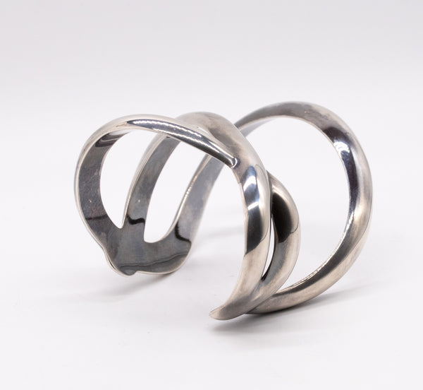 Angela Cummings 1984 New York Bold Wired Bangle Cuff In Solid .925 Sterling Silver
