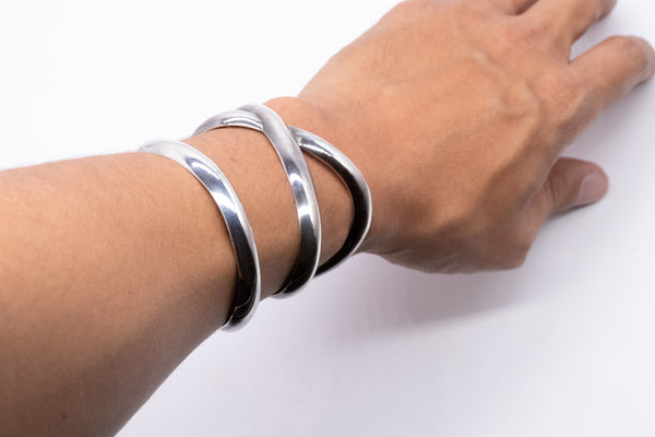 Angela Cummings 1984 New York Bold Wired Bangle Cuff In Solid .925 Sterling Silver
