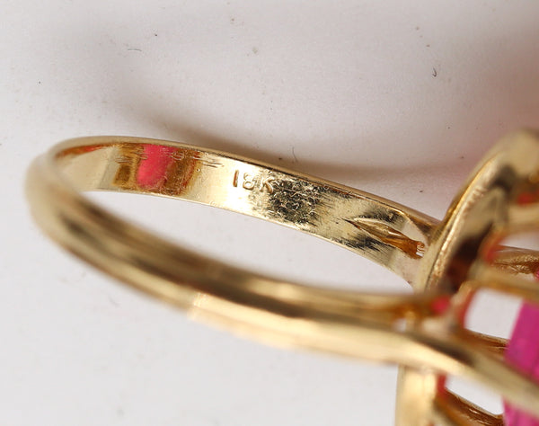 Gia Certified Cocktail Ring in 18Kt Gold With 14.80 Ctw Diamonds & Rubellite Tourmaline