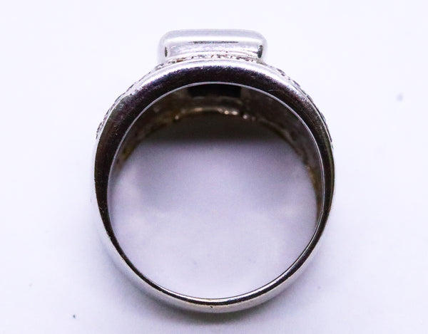 INVISIBLE SETTING BLUE SAPPHIRE & DIAMONDS 18 KT RING