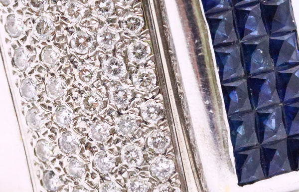 INVISIBLE SETTING BLUE SAPPHIRE & DIAMONDS 18 KT RING