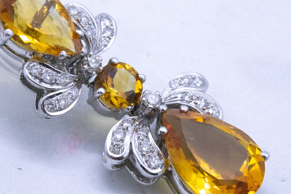 NECKLACE AND EARRINGS 18 KT SUITE WITH 308.16 Cts OF DIAMONDS & ORANGE CITRINE