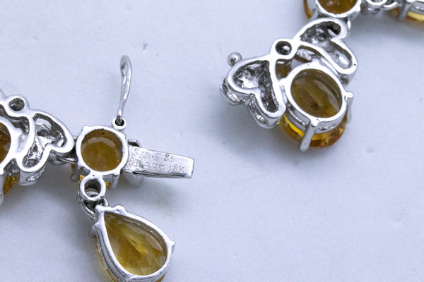 NECKLACE AND EARRINGS 18 KT SUITE WITH 308.16 Cts OF DIAMONDS & ORANGE CITRINE