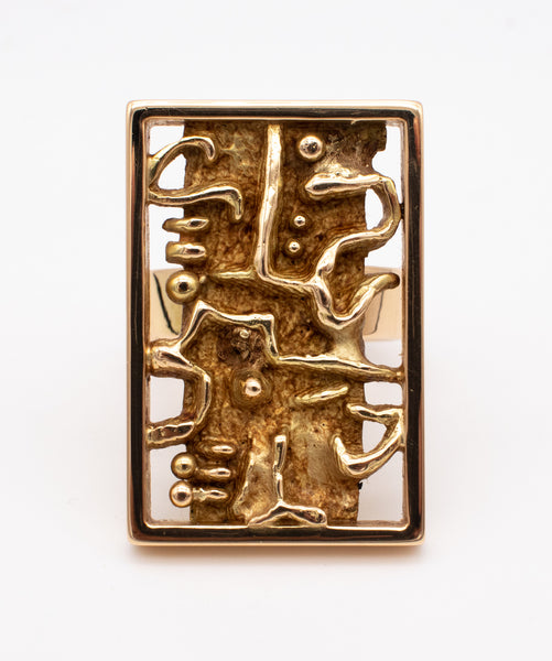 ARNALDO POMODORO EXTREMELY RARE SCULPTURAL RING IN 18 KT GOLD