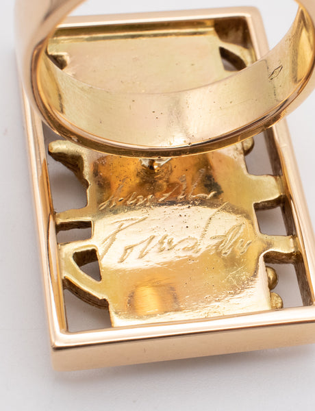ARNALDO POMODORO EXTREMELY RARE SCULPTURAL RING IN 18 KT GOLD