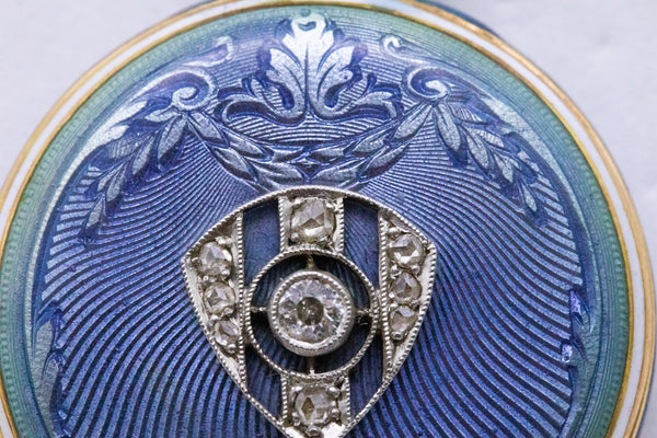ART DECO MARCUS & Co. PLATINUM AND GOLD ENAMELED WATCH PENDANT LARIAT