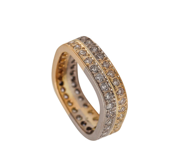 Paul Binder 1970 Swiss Square Eternity Ring In 18Kt Gold With 1.80 Ctw Diamonds