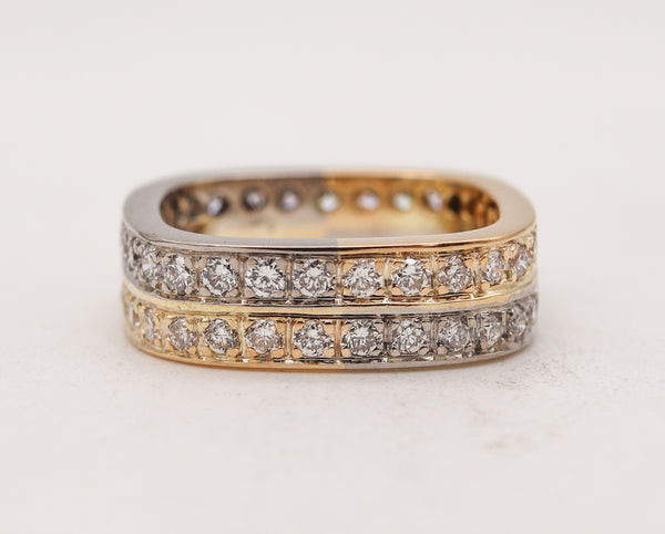 Paul Binder 1970 Swiss Square Eternity Ring In 18Kt Gold With 1.80 Ctw Diamonds
