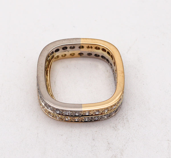 Paul Binder 1970 Swiss Square Eternity Ring In 18Kt Gold With 1.80 Ctw Diamonds