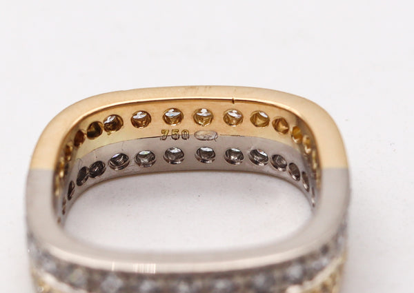 Paul Binder 1970 Swiss Square Eternity Ring In 18Kt Gold With 1.80 Ctw Diamonds