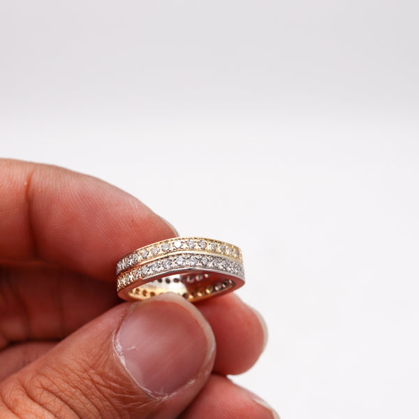 Paul Binder 1970 Swiss Square Eternity Ring In 18Kt Gold With 1.80 Ctw Diamonds