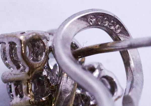 PLATINUM EARRINGS 1950'S WITH EXCEPTIONAL CASCADE OF DIAMONDS