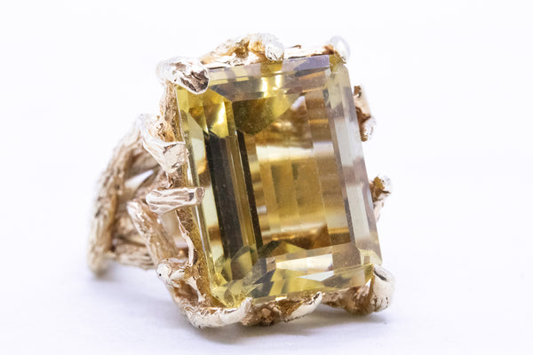MODERNIST 18 KT ORGANIC 1960 RING WITH 26.51 Cts CITRINE