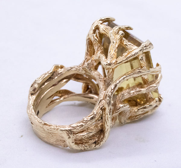 MODERNIST 18 KT ORGANIC 1960 RING WITH 26.51 Cts CITRINE