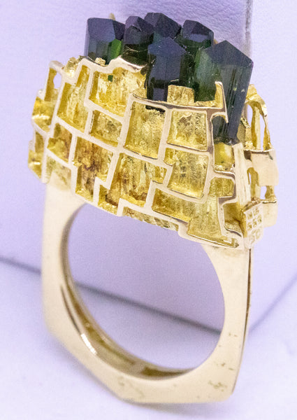 BURLE MARX & BRUNO GUIDI 18 KT AMAZONIA RING WITH GREEN TOURMALINE