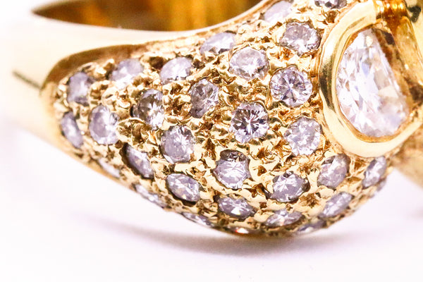 FANCY CUT 3.03 Cts DIAMOND & SAPPHIRE  18 KT GOLD RING