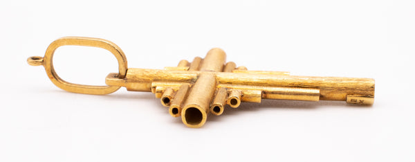 BURLE MARX 1970 BRAZIL MODERNIST 18 KT GOLD TEXTURED  GEOMETRIC CROSS