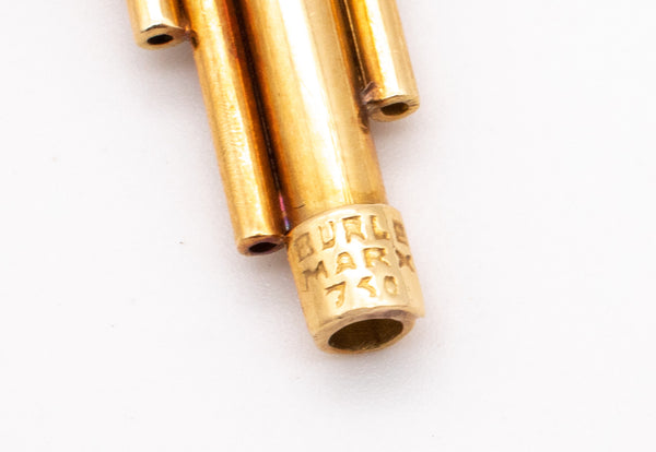 BURLE MARX 1970 BRAZIL MODERNIST 18 KT GOLD TEXTURED  GEOMETRIC CROSS