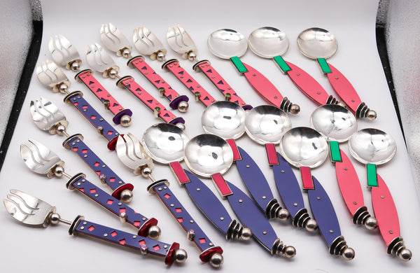 Mardi Jo Cohen 1990 Memphis 20 Flatware Service In Sterling With Gemstones