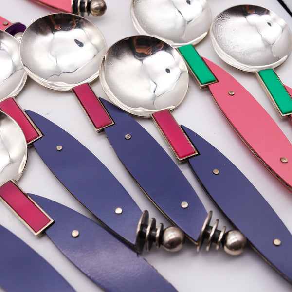 Mardi Jo Cohen 1990 Memphis 20 Flatware Service In Sterling With Gemstones