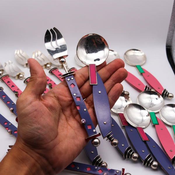 Mardi Jo Cohen 1990 Memphis 20 Flatware Service In Sterling With Gemstones