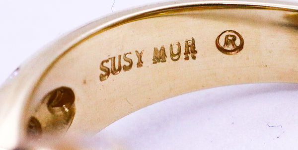 SUSY MOR 18 KT GOLD RING WITH DIAMONDS AND GEMSTONES