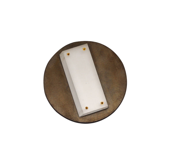 Thomas Gentille 1970 Geometric Round Brooch In 18kt Gold Frosted Lucite Bronze And Copper