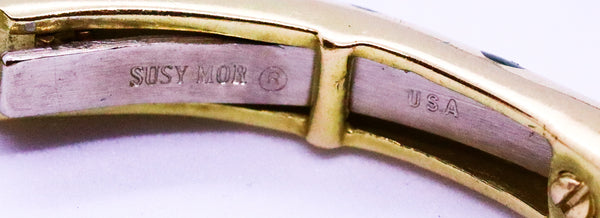 SUSY MOR DESIGNER 18 KT YELLOW GOLD BRACELET, ENAMEL, DIAMONDS & GEMSTONES