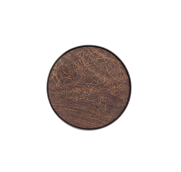Thomas Gentille 1970 Graffiti Wood Brooch In 18Kt Gold Ebony Bronze And Copper