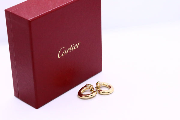 CARTIER PANTHERE 18 KT YELLOW GOLD DIAMONDS & EMERALDS EAR CLIPS EARRINGS